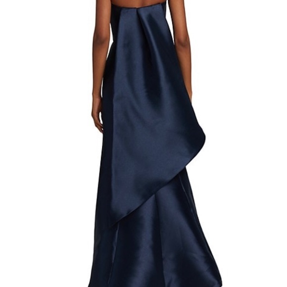 BHLDN Amsale Shera Strapless Dress with train size 8 Navy - Picture 4 of 10